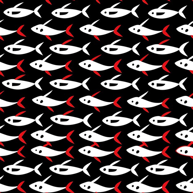 Photo un poisson noir et blanc avec un bec rouge et un pingouin rouge et noir et blanc sur un fond noir