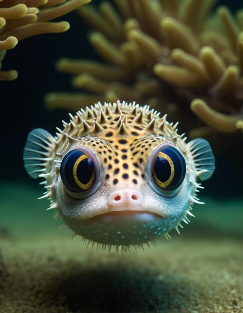 Photo un poisson avec un œil jaune et des points noirs sur son visage