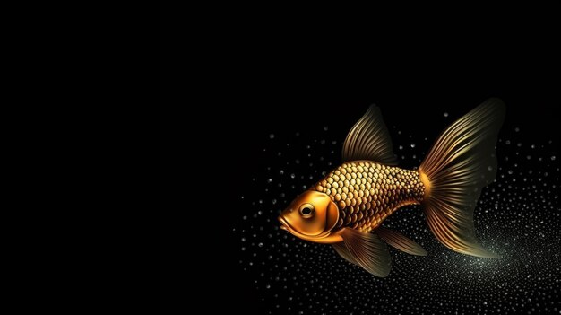 Photo poisson d'or sur blackgenerative ai