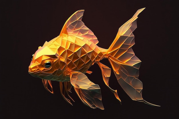 Poisson d'or geomatrick lowpoly silhouette illustartion ai art généré