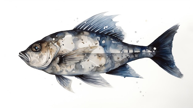 Photo un poisson peint à l'aquarelle