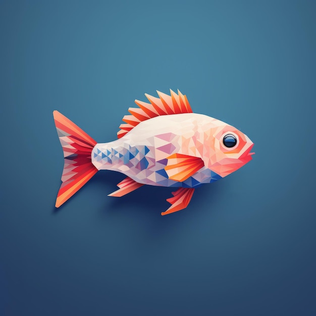 Poisson Pixel Art Sur Fond Solide