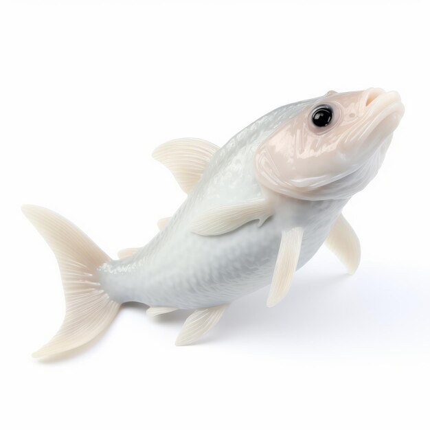 Photo poisson en plastique blanc isolé sur fond blanc style zbrush