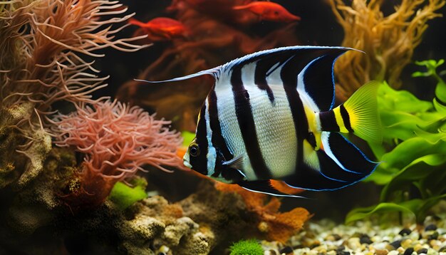 Photo un poisson avec un poisson jaune et noir dans un aquarium