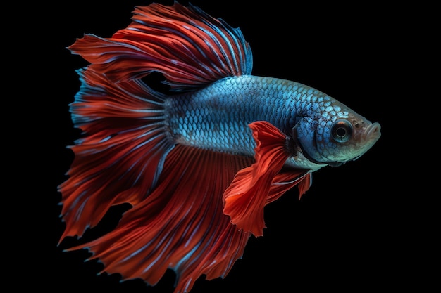 Un poisson à queue rouge et queue bleue