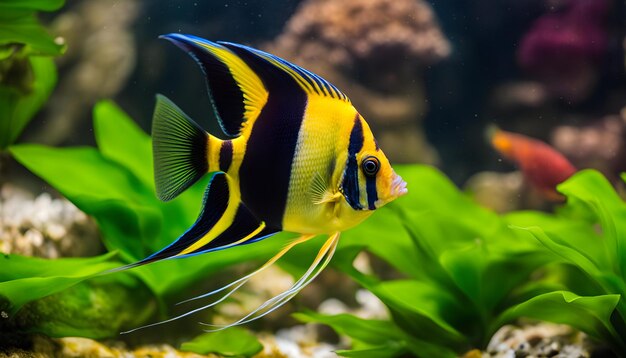 un poisson qui est dans un aquarium avec un poisson dedans