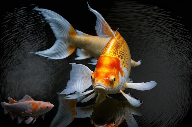 Poisson rouge dans l'isolement sur un fond noir