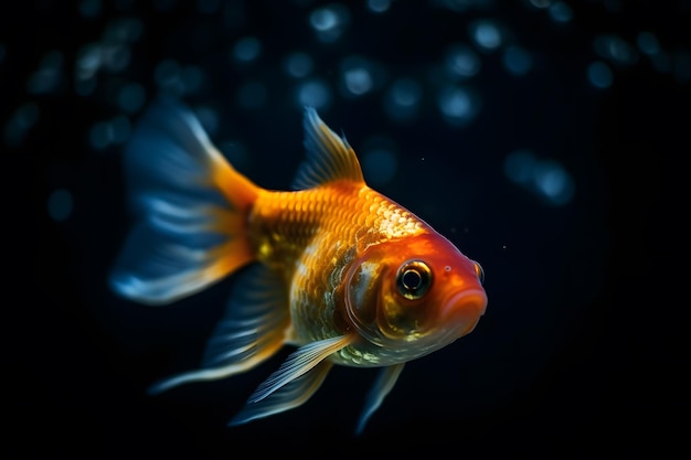 Poisson rouge sur fond sombre Réseau de neurones généré par l'IA