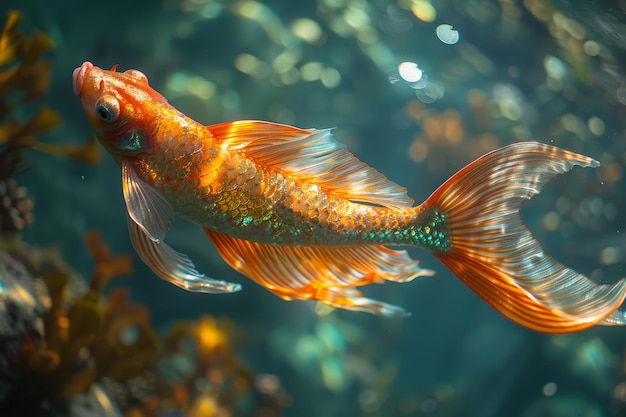 Poisson rouge nageant dans un aquarium