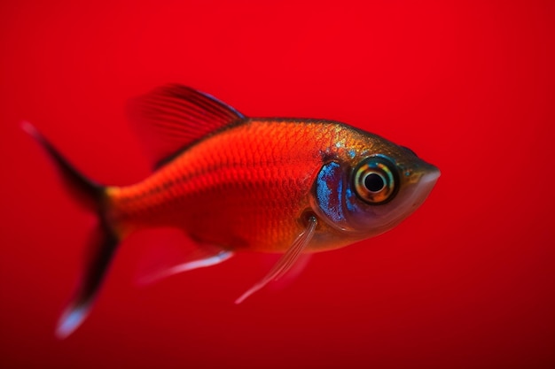 Photo un poisson rouge et noir avec des taches bleues