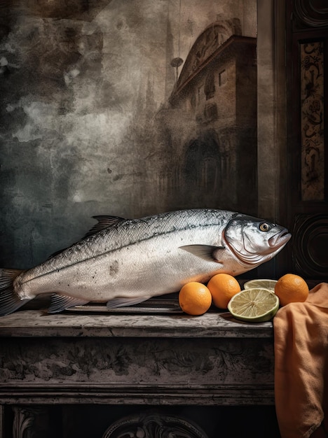 Poisson saumon nature morte