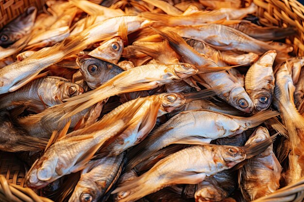 Photo poisson séché pour la cuisson sur le marché produit de la mer de poisson séché sur le marché en provenance d'asie