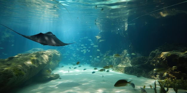 Le poisson Stingray nage sous l'eau