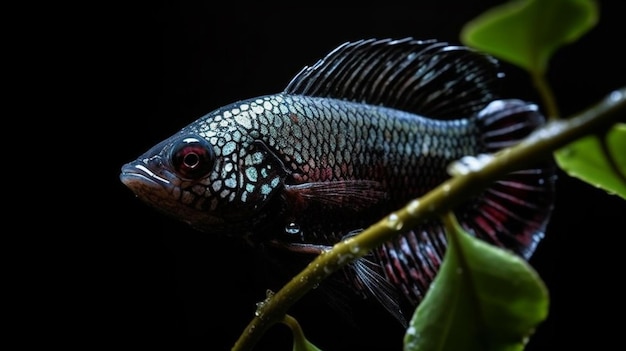 Un poisson avec une tache bleue et blanche sur la tête