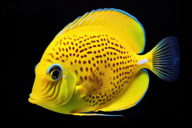 Photo poisson tang jaune sur le récif de corail