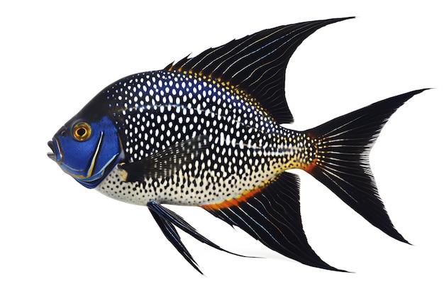 Photo un poisson avec une tête bleue et des yeux jaunes