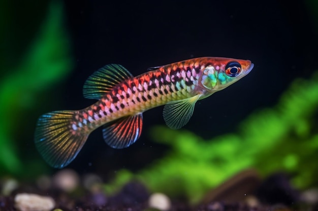 Photo un poisson tétra noir et rouge nageant dans un réservoir