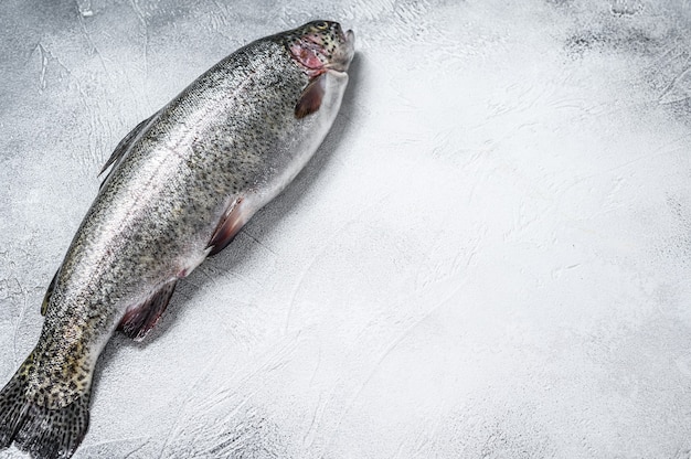 Poisson truite arc-en-ciel cru sur une table