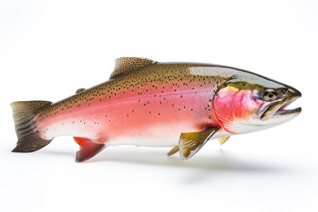 Poisson de truite arc-en-ciel frais et cru sur fond blanc