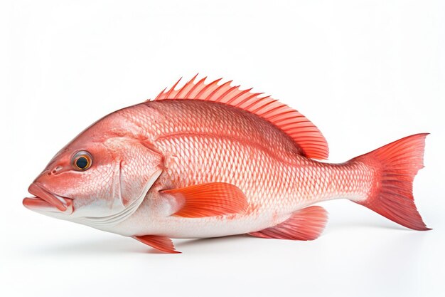 Poisson vivaneau rouge du Nord unique sur fond blanc