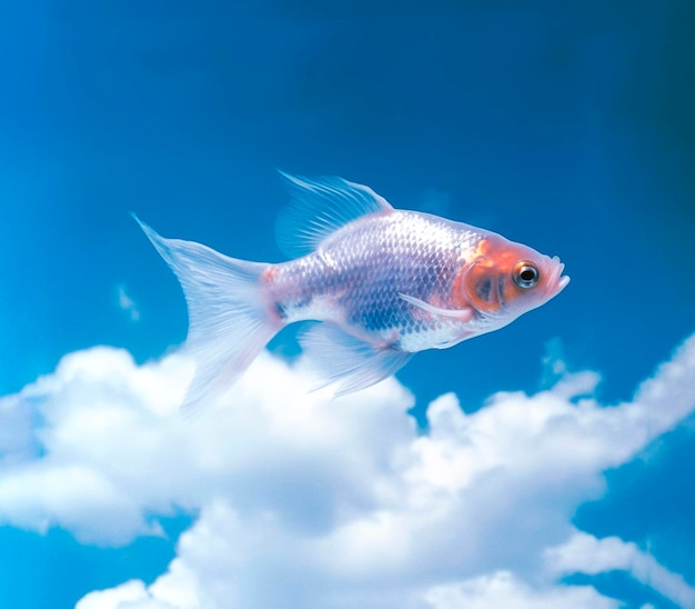 Poisson volant au-dessus du ciel généré par l'IA