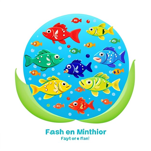 Photo des poissons en 2d, une illustration plate, un dessin de t-shirt, juste pour continuer à nager.