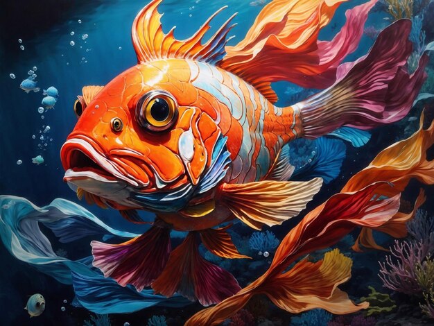 Photo des poissons d'art mignons et colorés