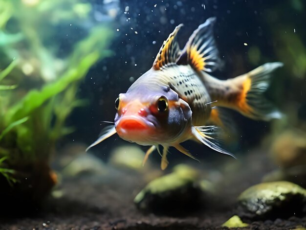 poissons colorés dans l'aquarium