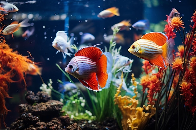 Photo des poissons colorés dans l'aquarium