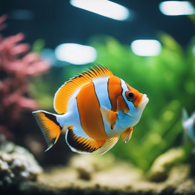 Poissons colorés dans l'aquarium