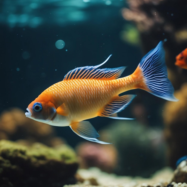 Poissons colorés dans l'aquarium