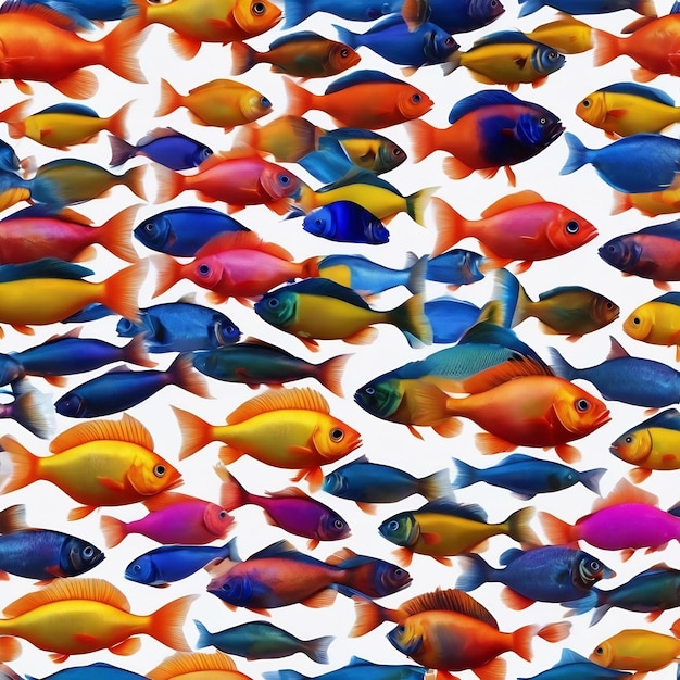 Photo des poissons colorés sur un fond blanc