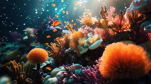 Poissons et coraux dans un réservoir Generative AI Art