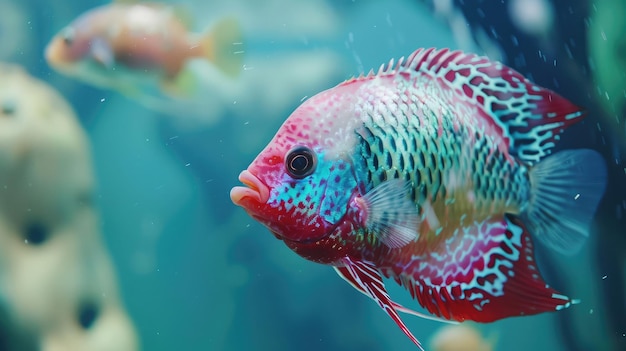 Les poissons à cornes de fleurs sont des poissons ornementaux qui symbolisent la chance du feng shui dans la maison des Asiatiques.