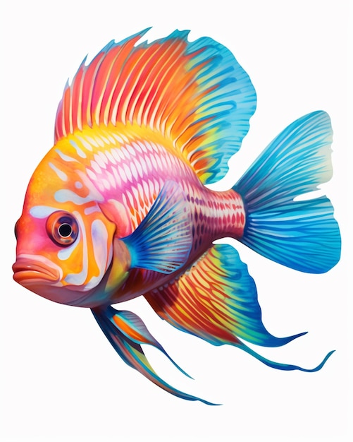 poissons de couleurs vives avec un fond blanc