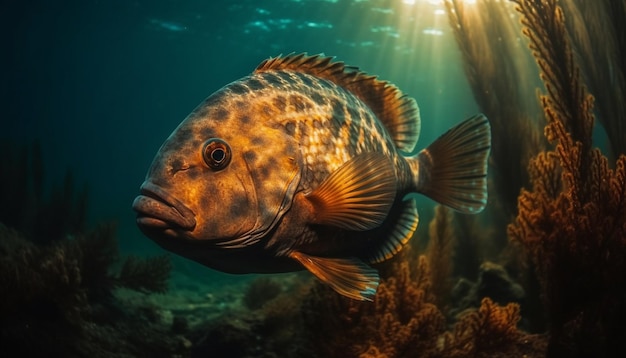 Poissons multicolores nageant dans la beauté naturelle du récif tropical généré par l'intelligence artificielle