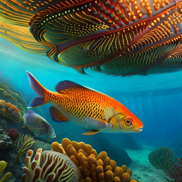 poissons multicolores nageant dans un récif de corail vibrant