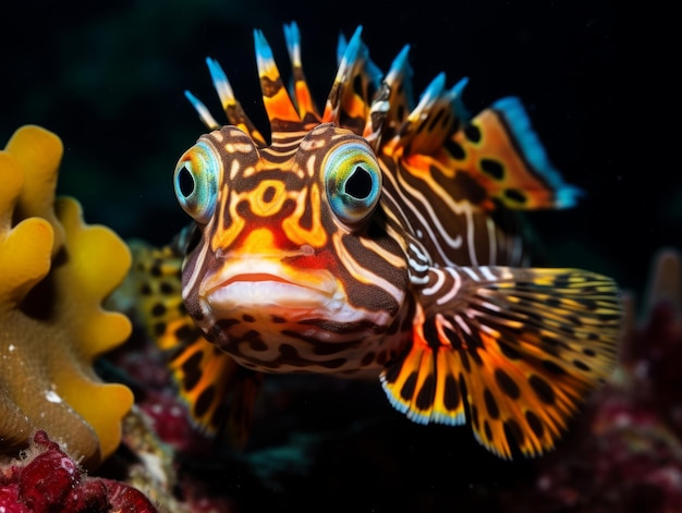 Photo des poissons nagent parmi les récifs coralliens.