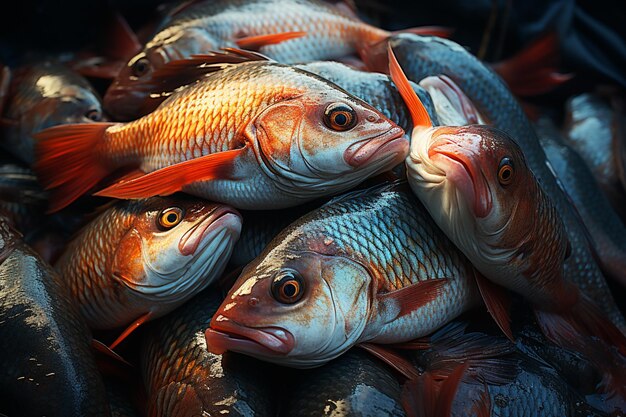 poissons rouges frais de l'océan, fruits de mer