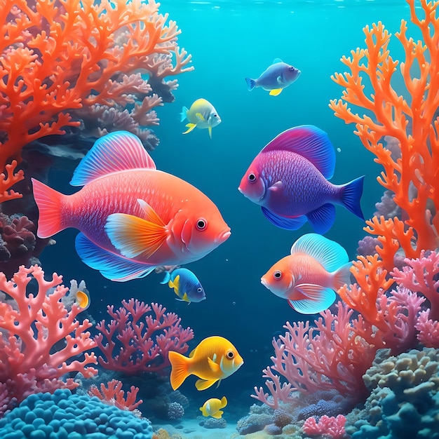 poissons tropicaux colorés dans l'aquarium