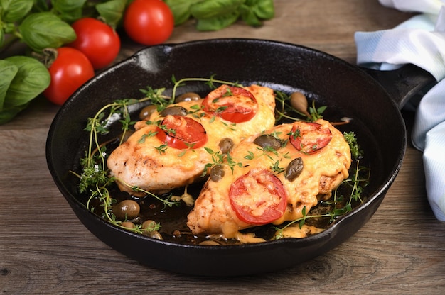 Poitrine de poulet au fromage et tomates