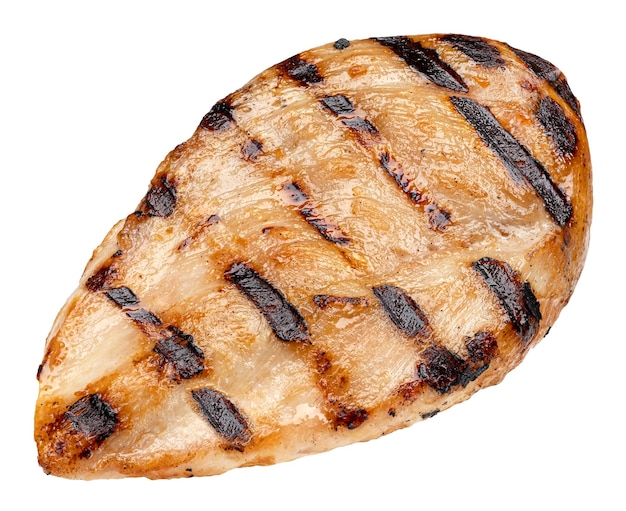 Poitrine de poulet grillée isolé sur fond blanc