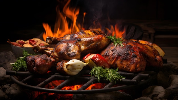 Poitrine de poulet rôtie et viande de bœuf au filet