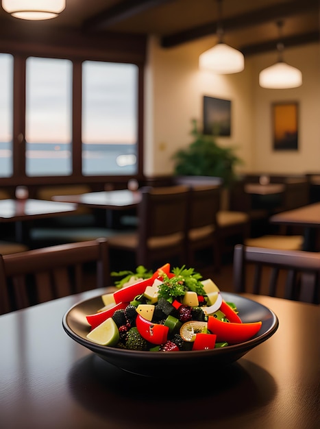 Poivre réaliste avec des couleurs neutres éclairage chaud détail élevé et atmosphère confortable un restaurant sans invités génératif AI généré