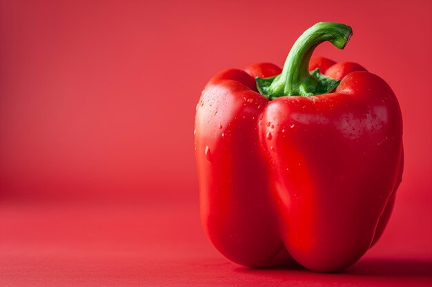 Poivre rouge sur fond rouge Paprika ou poivre bulgare poivre rouge diète végétalienne nourriture biologique saine légumes préparations de salade ingrédients de cuisine vitamines