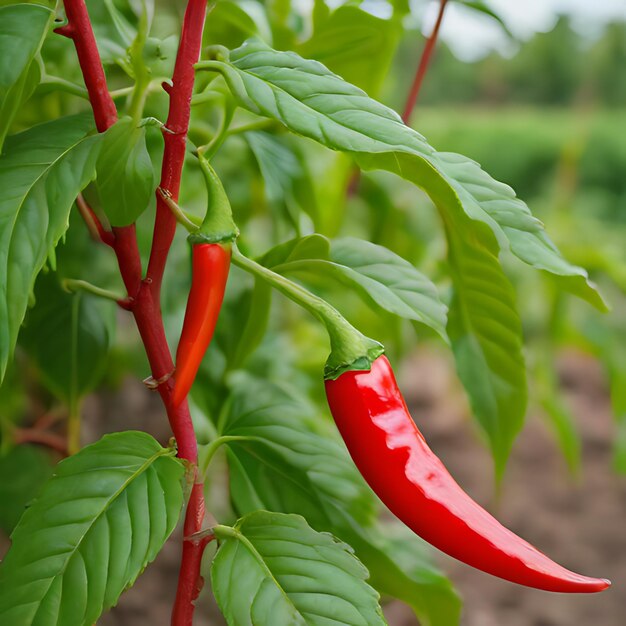 Photo un poivre rouge qui pousse sur une plante