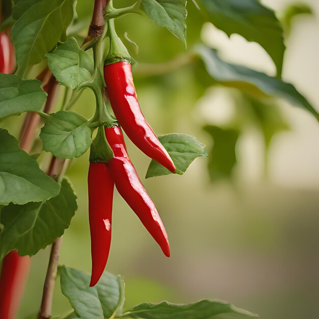 Photo un poivre rouge suspendu à une plante avec la lettre b dessus