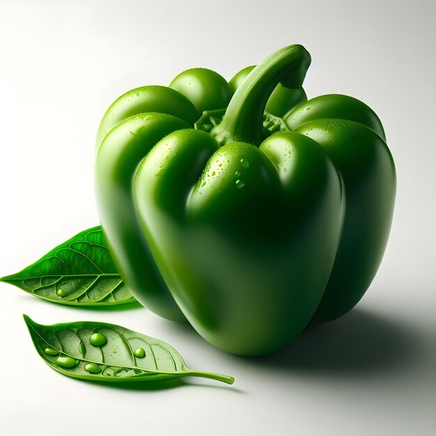 Photo poivre vert ou capsicum isolé sur fond blanc