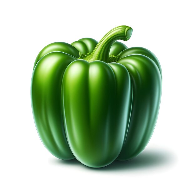 Poivre vert ou capsicum isolé sur fond blanc