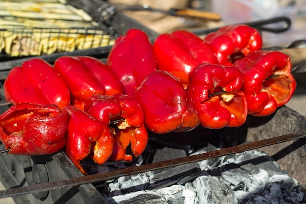 Poivron rouge au four grillé.